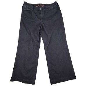 Contrast Wide Leg Trouser Jeans Womens 16 (33x29) Dark Wash Stretch Mid Rise